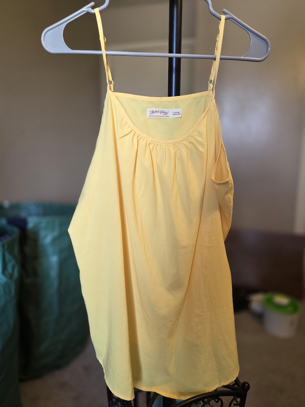 Faded Glory Light Yellow Adjustable Spaghetti Strap Camisole